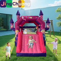 Château gonflable JingChuang pour enfants avec toboggan intégré, trampoline, pour intérieur et extérieur, en PVC épaissi, personnalisable, jeu ludique