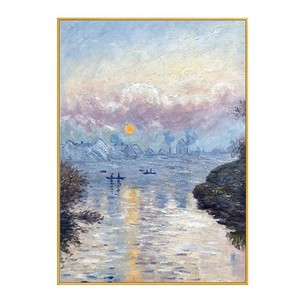 Pintura al óleo pintada a mano de Monet Sunrise, arte paisajístico impresionista 100% hecho a mano, decoración de pared para sala de estar, recibidor - Product Image 5