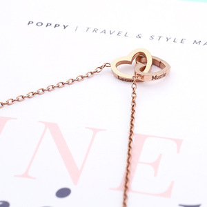 Collar de Acero Inoxidable con Corazón Grabado, Cadena Cruzada Chapada en Oro de 18k, Regalo de San Valentín, Colgante Unisex de Moda - Product Image 1