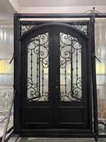 Portes d'entrée doubles en fer forgé sur mesure NFRC, portes de sécurité en fer forgé, conception de portails et fenêtres pour la maison, portes métalliques pour maisons