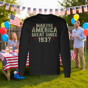 T-shirt a maniche lunghe "Making America Great Since 1937" - Regalo per il 85° compleanno - Product Image 3