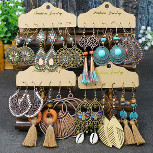 Bohemian Tassel <b>Drop</b> Earrings Alloy Antique <b>Bronze</b> Plated Women's Party Fashion Dangle Earrings - Product Image 1