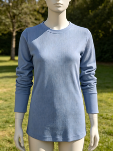 T-shirt côtelé doux de qualité supérieure pour <span class=keywords><strong>femme</strong></span> grande taille, col rond, manches longues, couleur unie, en maille, idéal pour le quotidien et la superposition - Product Image 5