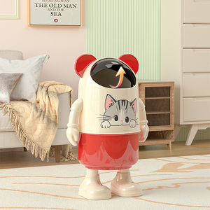 New <strong>Design</strong> Cartoon Plastic Living Room Home Trash Can Recycling and Hotel Use Kitchen Trash Can with Lid - Product Image 4