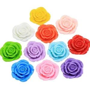 Pretty Resin Rose Flower Mini 42*40mm Colorful Kawaii Charms 3D Sticker 100Pcs/Lot Fashion For Slime Making Kids DIY Toys