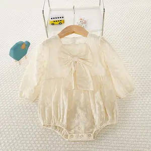 Fancy Baby Baby Bodysuit Bladerdeeg Mouw Borduurwerk Koreaanse Baby Rompertjes