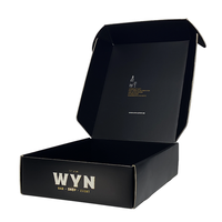 Date Vêtements Karton Carton Emballage Boîte Ondulée Mat Noir Emballage Boîte Postale Boîtes D'expédition Personnalisées Avec Logo Emballage