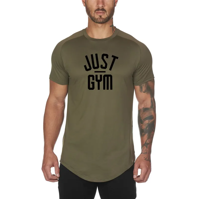 Logo kustom baru diskon besar kaus olahraga Fitness Gym pria Slim Fit jaring musim panas kaus kompresi latihan M-2XL