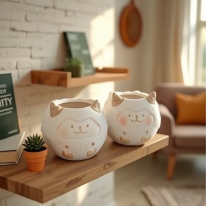 Vasi per Piante Grasse in Ceramica Grezza Personalizzati HY, Design Creativo a Forma di Agnello per Uso Domestico - Product Image 2
