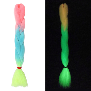 Treccine Sintetiche Luminose Ombre da 24 Pollici, 100g, che si Illuminano al Buio, Morbide Estensioni per Capelli Intrecciati - Product Image 5