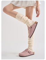Chaussettes pour femme en tricot à motif 3D, double aiguille, épaisses, respirantes, longueur ras du cou, pour automne-hiver, avec bordure côtelée