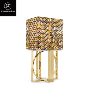 Armoire à <span class=keywords><strong>vin</strong></span> de luxe haut de gamme en acier inoxydable plaqué or, mosaïque géométrique, armoire à boissons, rangement pour villa, hôtel, salon - Product Image 1