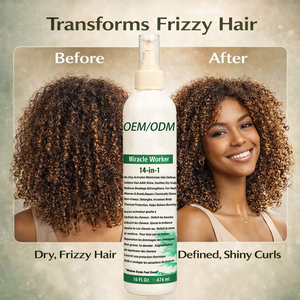 Après-shampoing sans rinçage 14-en-1 à l'huile de coco pour cheveux noirs bouclés crépus secs et abîmés - Soin capillaire hydratant et nourrissant - Product Image 3