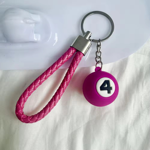 Juego de Llaveros de Bolas de Billar Miniatura <span class=keywords><strong>con</strong></span> Números del 1 al 9 y Correas de Muñeca Trenzadas de Colores para Aficionados al Billar y Decoración de Bolsos - Product Image 6