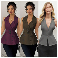 Kardigan Rajut Wanita Tanpa Lengan Model Slim Fit, Streetwear Musim Panas, Elegan, Berkualitas Tinggi, Kancing Depan