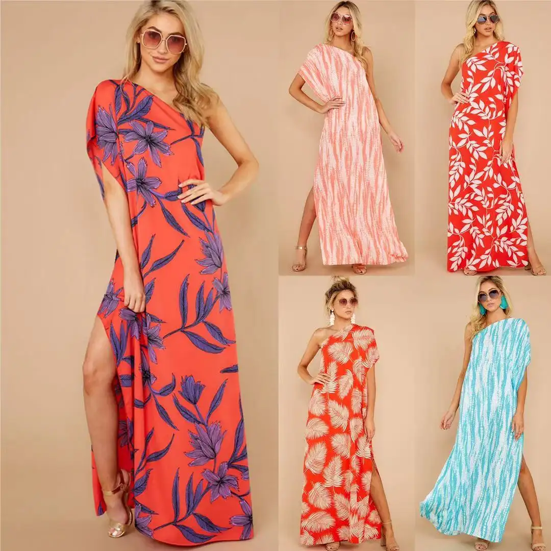 PRETTY STEPS Simple Style Young Lady Dress Fashion Print Slender Long Dresses Summer Dress