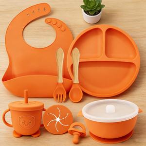 Juego de Platos de Silicona para Bebé con Logotipo Personalizado, Libres de BPA, Platos de Succión para Bebés y Niños Pequeños, Vaso Antiderrames, Juego de Alimentación para Bebés Reutilizable, Bonito y No Tóxico - Product Image 2