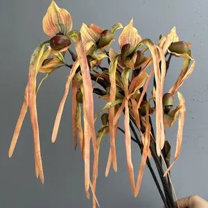 <span class=keywords><strong>Orchidée</strong></span> tropicale artificielle Paphiopedilum (Paphio) à toucher réel pour la décoration de vases d'hôtel et de maison (vente en gros) - Product Image 1