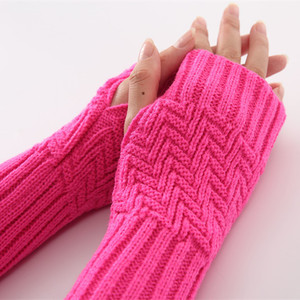 Gants chauds en <span class=keywords><strong>cachemire</strong></span> pour femmes, 10 pièces, manicle chauds, longs et souples, mitaines avec trous pour le pouce, sans doigts - Product Image 2