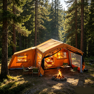 Abri de <span class=keywords><strong>camping</strong></span> autoportant coupe-vent en forme de maison à colonnes d'air, grande tente extérieure toutes saisons en PVC avec fenêtres panoramiques pour le <span class=keywords><strong>camping</strong></span> - Product Image 4