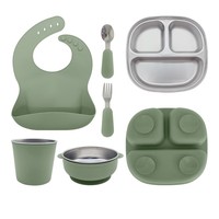Nouvelle Tendance : Assiette Divisée à Forte Adhérence, Compatible Lave-Vaisselle, en Acier Inoxydable 304, et Ensemble d'Alimentation pour Bébé en Silicone Personnalisé – Fabrication sur Mesure