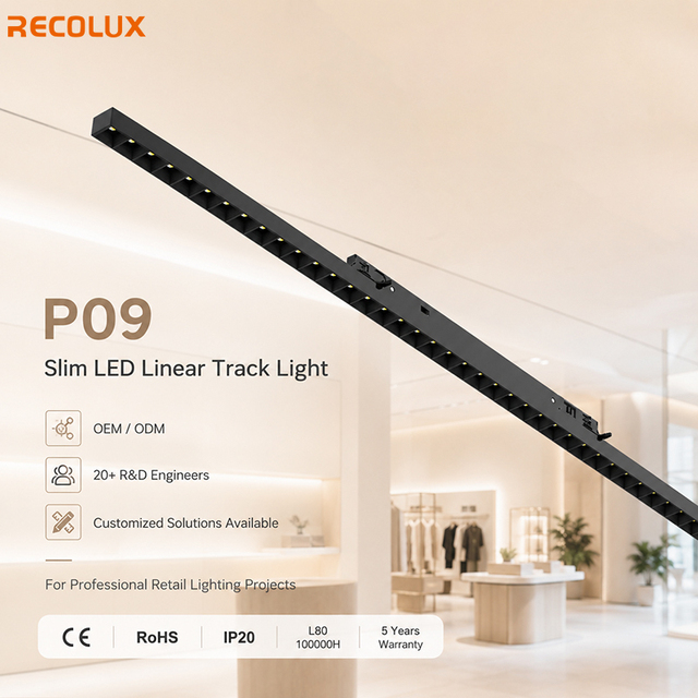 RECOLUX Power Switchable Linear Track Lighting, 905mm LED Luminaire for Commercial Retail Projects