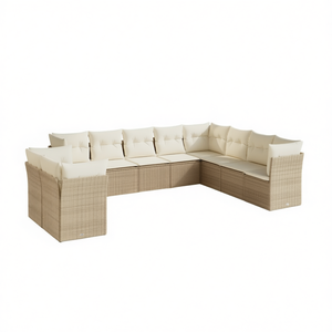 Juego de Sofás Modulares de Jardín de Ratán Beige, 12 Piezas, Muebles de Exterior de Diseño Moderno con Cojines de Espuma de Alta Densidad - Product Image 1