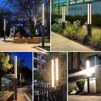 Lampes solaires LED de jardin modernes à haut lumen, poteau en aluminium, étanches IP65, abat-jour cylindrique en acrylique pour aménagement extérieur