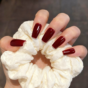 <span class=keywords><strong>Uñas</strong></span> Postizas Acrílicas Color <span class=keywords><strong>Vino</strong></span> Tinto, Diseño Cuadrado y Stiletto, Acabado Brillante, Larga Duración, Profesionales, de Lujo, para Fiestas - Product Image 2