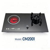 Cuisinière à gaz encastrable double brûleur et plaque à induction infrarouge électrique avec minuterie, panneau tactile numérique, pour usage domestique