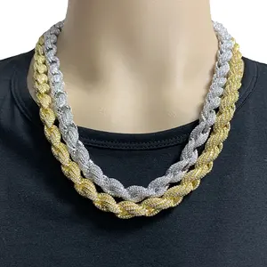 Sẵn Sàng Vận Chuyển Đá Zirconia Zirconia Lab Diamond 8 "18" 20 "24" 360 Gold Cz Iced Out Rope Chain