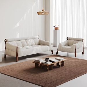 Divano Sezionale di Lusso a Tre Posti con Schienale in Legno Massello, Set Lineare Elegante e Leggero, con Comodo Imbottimento in Spugna - Product Image 3