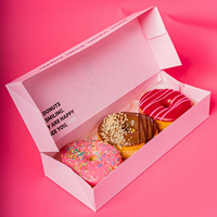 Emballage de beignets de boulangerie écologique et biodégradable en gros 2024, boîte à beignets rose personnalisée de grande taille