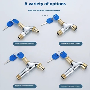 <span class=keywords><strong>Robinet</strong></span> Bibcock antivol au design moderne Serrure à clé polie pour interrupteur d'eau extérieur pour machines à laver domestiques - Product Image 1