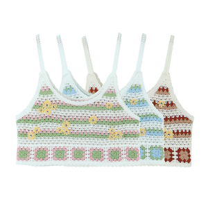 Summer Beach Outdoor Bohemia <span class=keywords><strong>Gilet</strong></span> carré de grand-mère <span class=keywords><strong>au</strong></span> <span class=keywords><strong>crochet</strong></span> fait à la main - Product Image 1