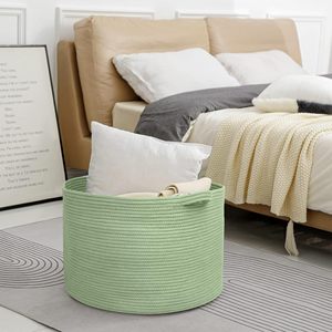 Extra <b>Large</b> Green <b>Basket</b> 22" X 22" X 14" Woven Cotton Rope <b>Baskets</b> for Blankets Nursery Laundry <b>Basket</b> Cute Kids Toy <b>Storage</b> Bin - Product Image 5