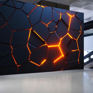 Tissu mural géométrique industriel sans couture en technologie 3D pour fond d'écran, décoration <span class=keywords><strong>de</strong></span> cinéma et divertissement en ligne - Product Image 1