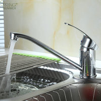 Robinet de cuisine à poignée rotative en zinc chromé à un seul trou pour lavabo, robinets de lavabo à montage sur pont T24