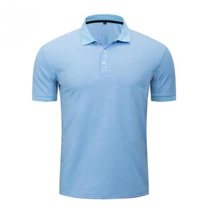 เสื้อโปโลผู้ชายขายส่ง สีฟ้าอ่อน ผ้าฝ้าย แขนสั้น สีพื้น เรียบง่าย สั่งทำโลโก้ได้ คุณภาพสูง จำนวนมาก - Product Image 2