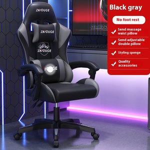 Sillas de juego reclinables ajustables grises ejecutivas con función de masaje <span class=keywords><strong>Silla</strong></span> de juego de elevación ergonómica con reposapiés - Product Image 2