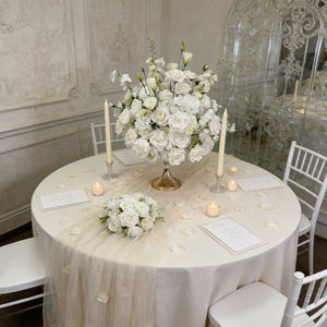 Centro de Mesa para Boda, Bola de Flores Artificiales Blancas, Lujo Romántico, Seda Realista, Tamaño Personalizable para Graduación - Product Image 3