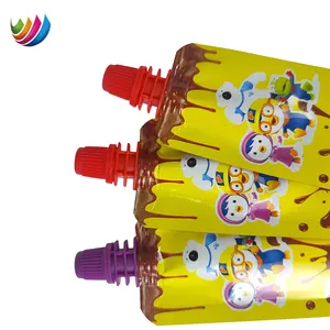 Customized Printing Plastic Glossy Juice Jelly PET Aluminum PE Grade 3 Side Seal Pouch With Spout