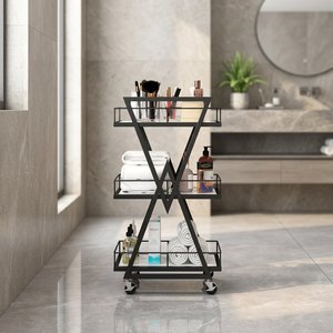 Modern Design Gold Iron Beauty Salon <b>Rolling</b> Barber Cart With Wheels Manicure Storage <b>Rack</b> Tool Cart Hair Trolley - Product Image 6