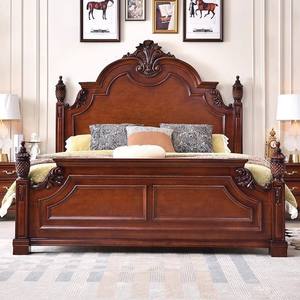 Esplendor real: cama de madera maciza con cabecero adornado en forma de arco, tallas exquisitas y columnas romanas para dormitorios lujosos - Product Image 5