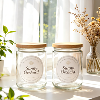 Conteneur alimentaire rond en verre épais, plusieurs tailles de 4 oz à 20 oz, pour l'emballage du miel, de la confiture, de la gelée et l'utilisation en cuisine, directement de l'usine