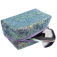 Pochette cosmétique tendance en PU brillant et coloré avec fermeture éclair étanche, sac à main, étui de rangement pour les voyages