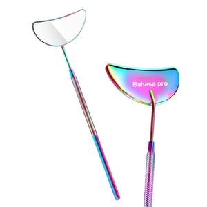 Wholesale Private Label <b>Half</b> Moon Shape Eyelash Mirrors Stainless Steel Custom Color <b>Lash</b> Inspection Tool Eyelashes Mirror - Product Image 1