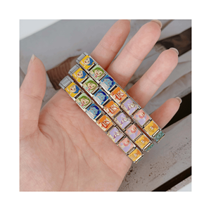 ブレスレットバングルセット316Lステンレススチール女性と女の子のための魅力のない漫画イタリアファッション - Product Image 1