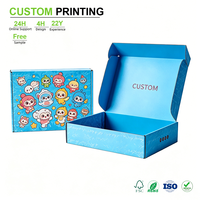 Caja de Envío Azul de Lujo, Caja de Cartón Corrugado Personalizada con Dibujos Animados Coloridos para Ropa y Zapatos, Caja de Regalo para Envíos