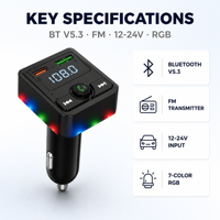 Chargeur de voiture Bluetooth, lecteur de musique MP3 Bluetooth pour voiture, transmetteur FM mains libres, chargeur de téléphone double USB